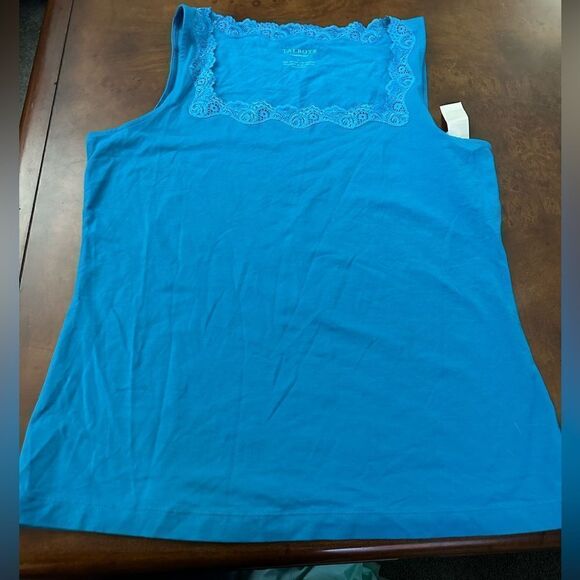 Talbots Lace Dark Aqua Blue Sleeveless Tank Top Size L NWT - Picture 1 of 4